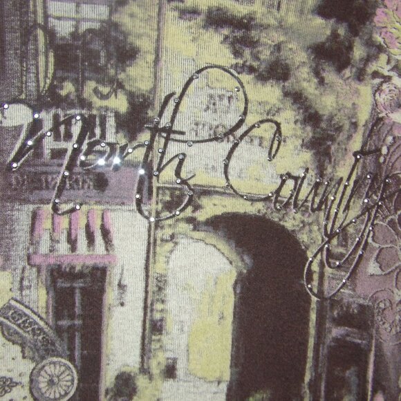 Special Tees " North Country" Chocolate Shop Embellished Top Sz L - Picture 3 of 6